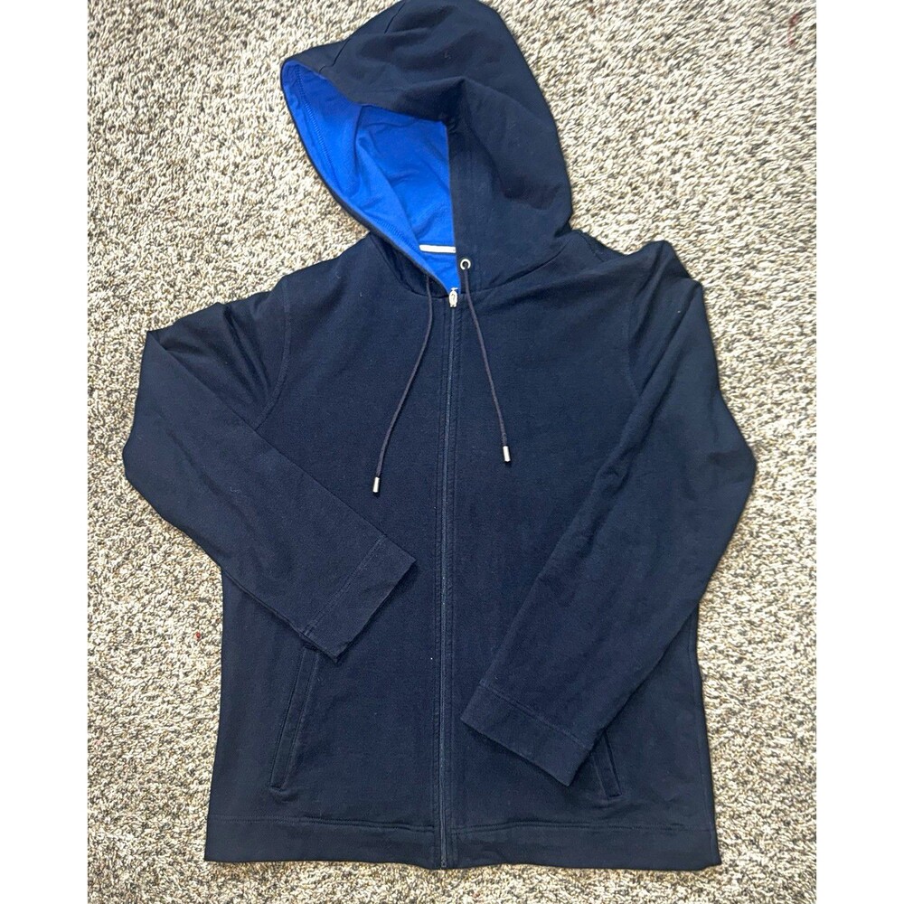 LIZ & CO. Women's Black Full Zip Hooded Hoodie Size M Pockets Solid Cotton